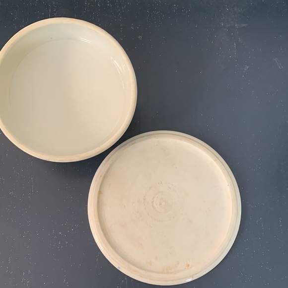 Glazed Pottery Butter or Cheese Server Dish - Picture 3 of 6